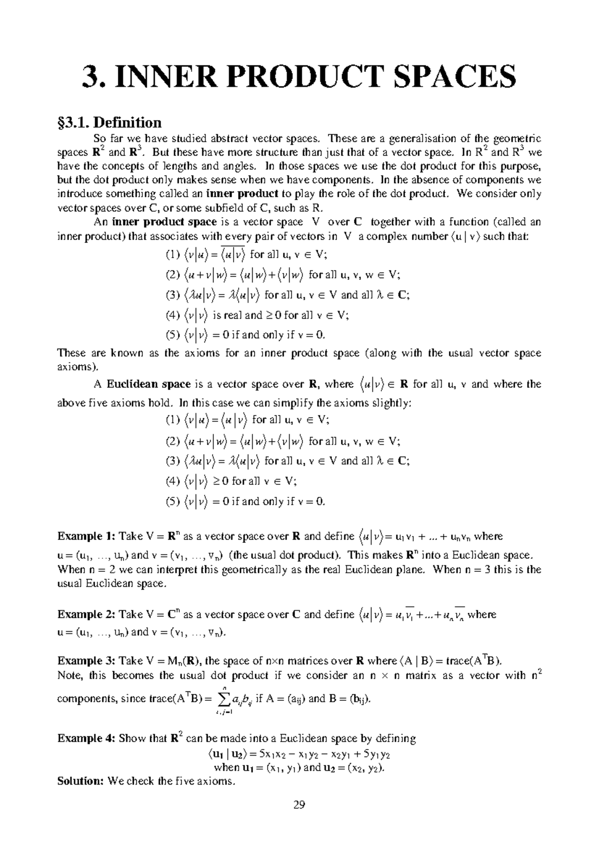 CHAP03 Inner Product Spaces: Definitions, Examples, and Properties ...