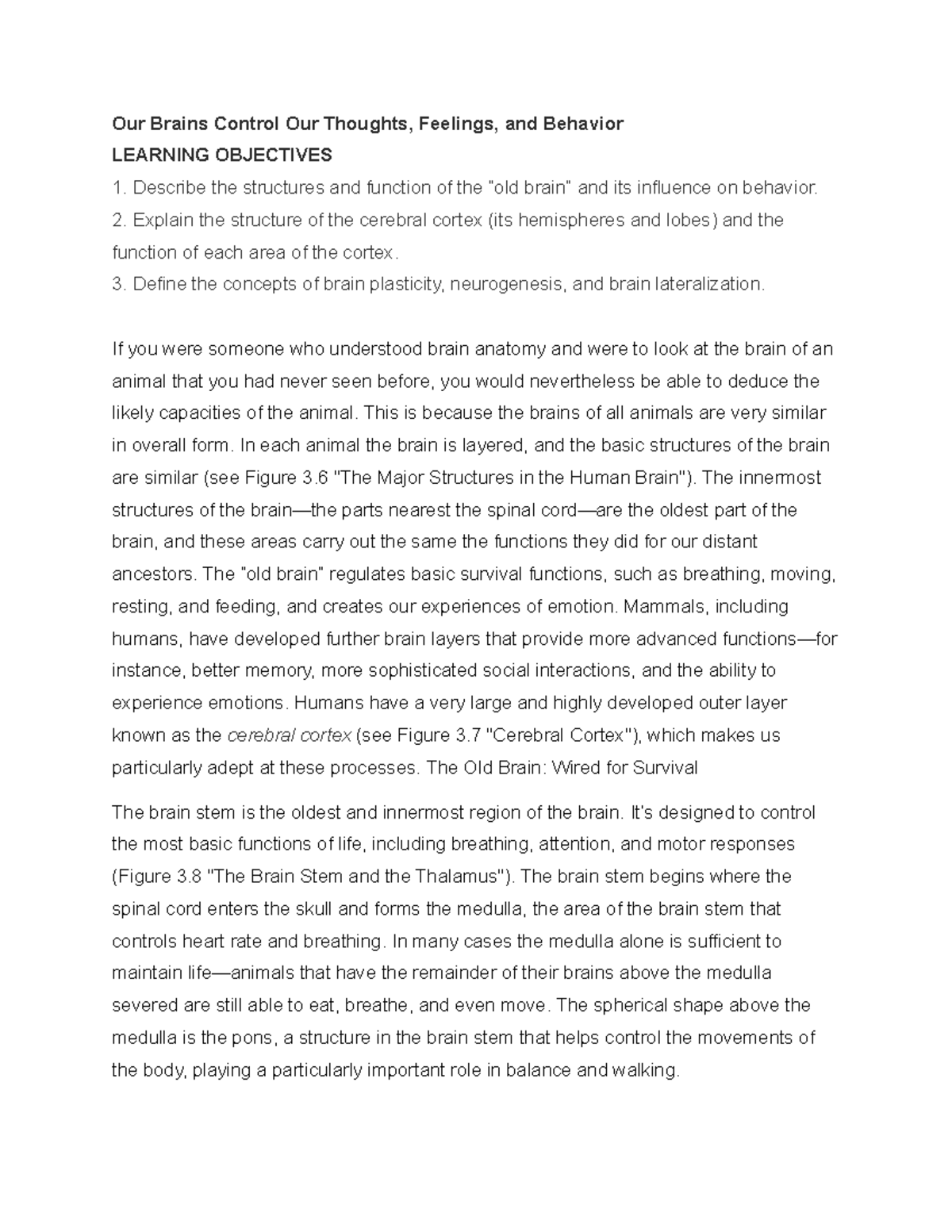 PSYC 15 - Understanding Brain Structures and Functions Notes - Studocu