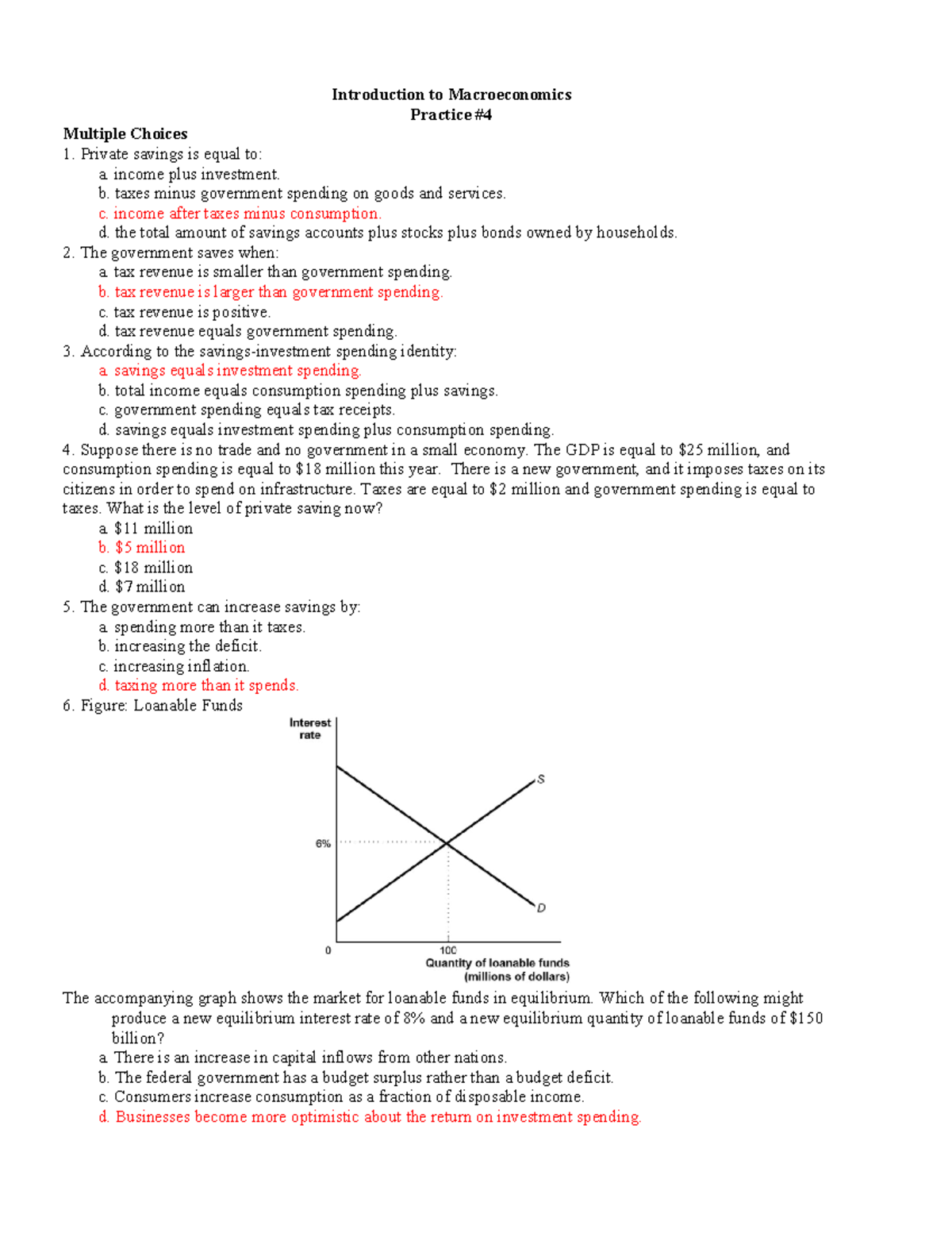 Practice #5 S and I Ans - Note - Introduction to Macroeconomics ...