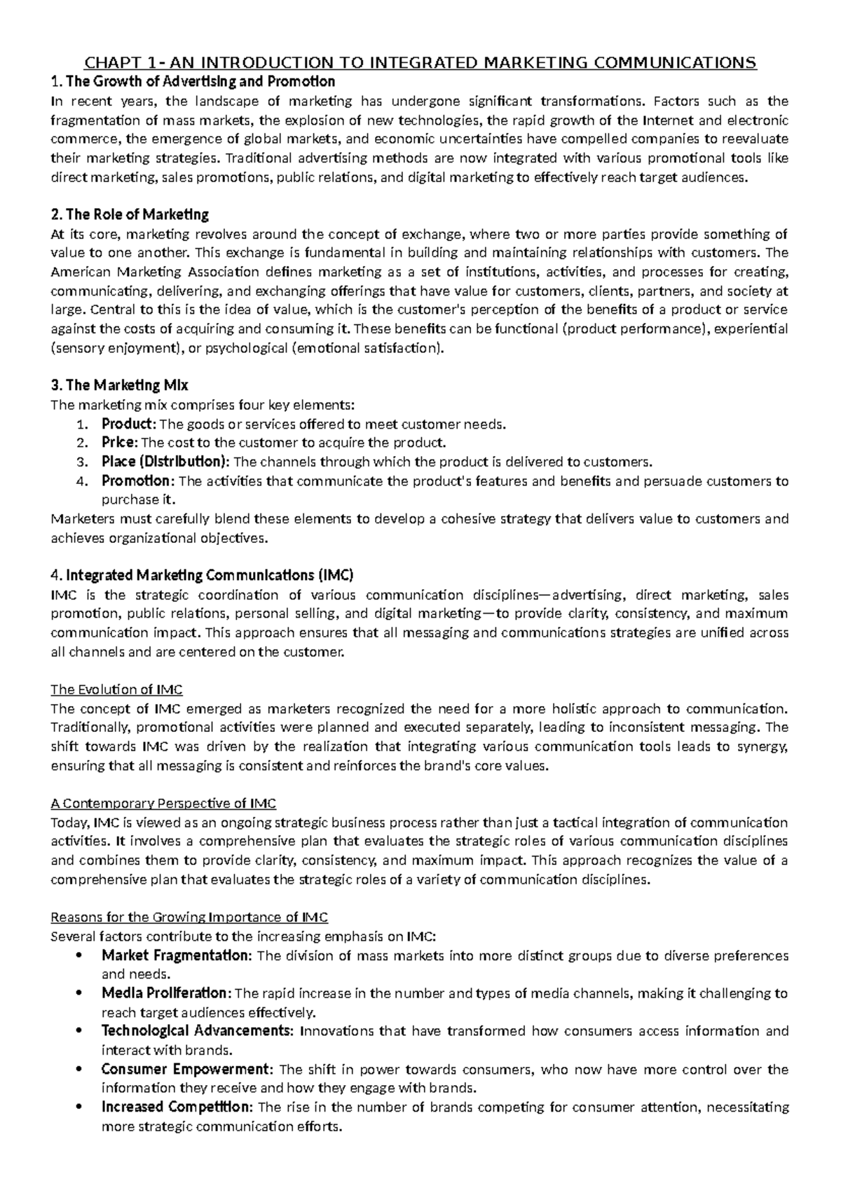Chapter 1: An introduction to integrated marketing communications - Studocu