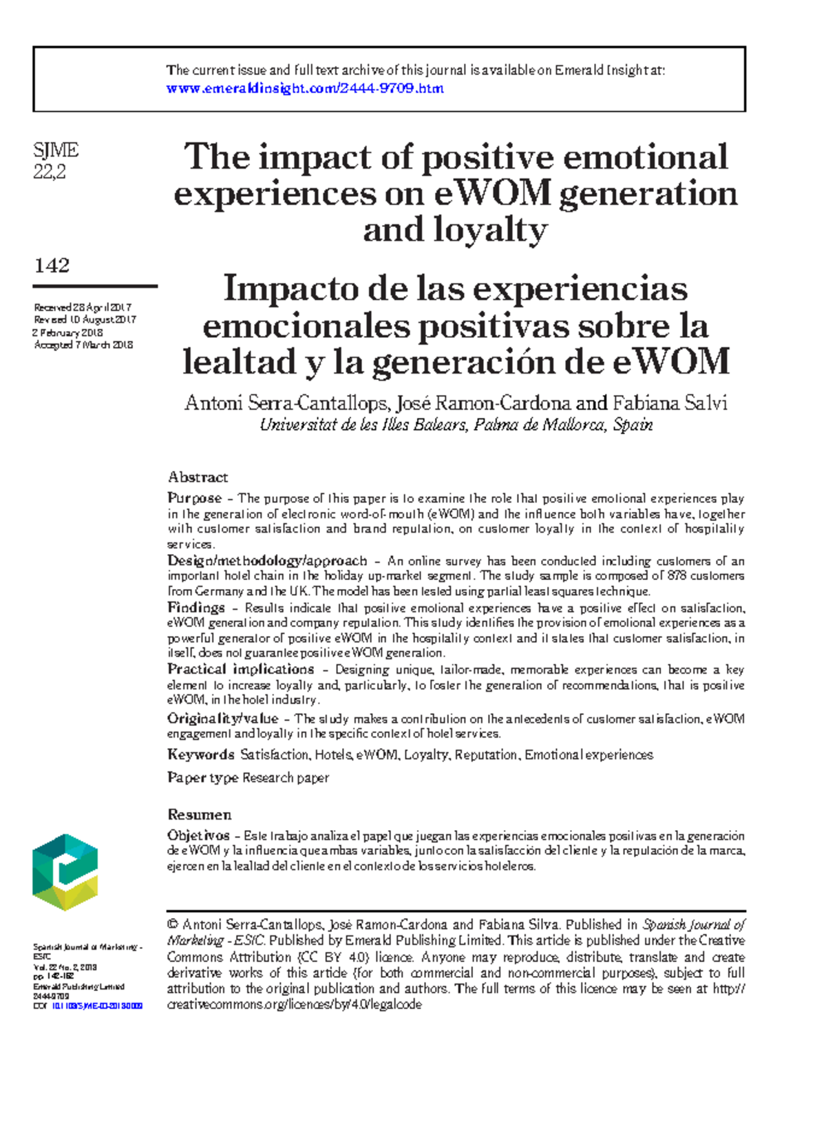 6. The impact of positive emotional experiences on e WOM generation and ...