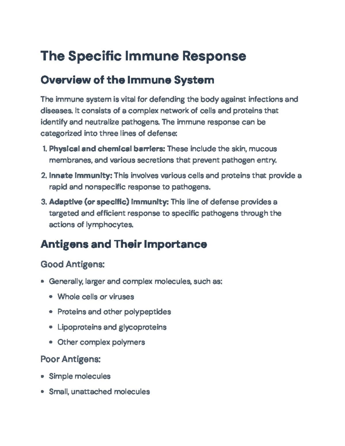 BIO 101: Specific Immune Response Overview - Key Concepts & Mechanisms ...