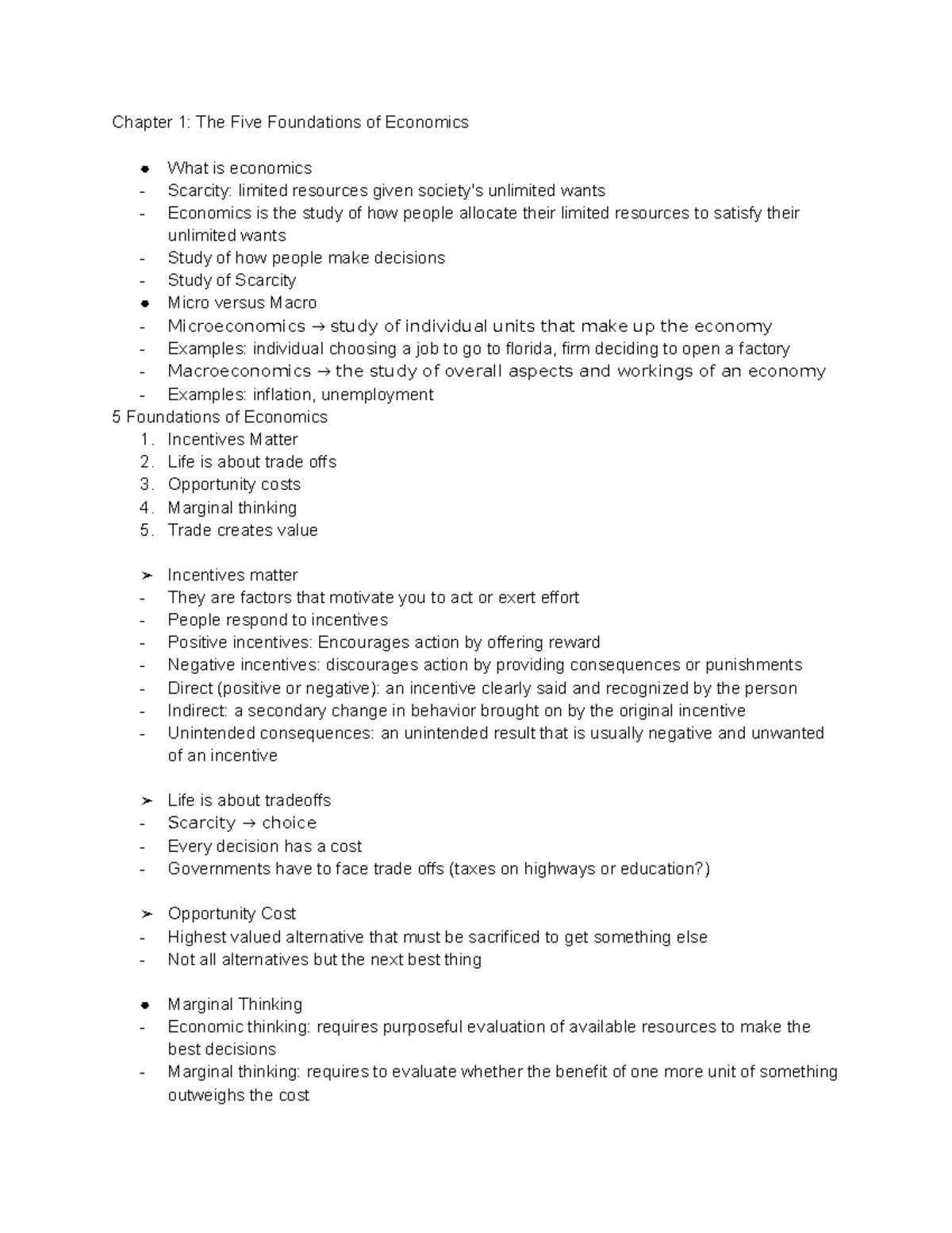 ECON 201 Exam 1 - Lecture Notes on Foundations & Macroeconomics ...