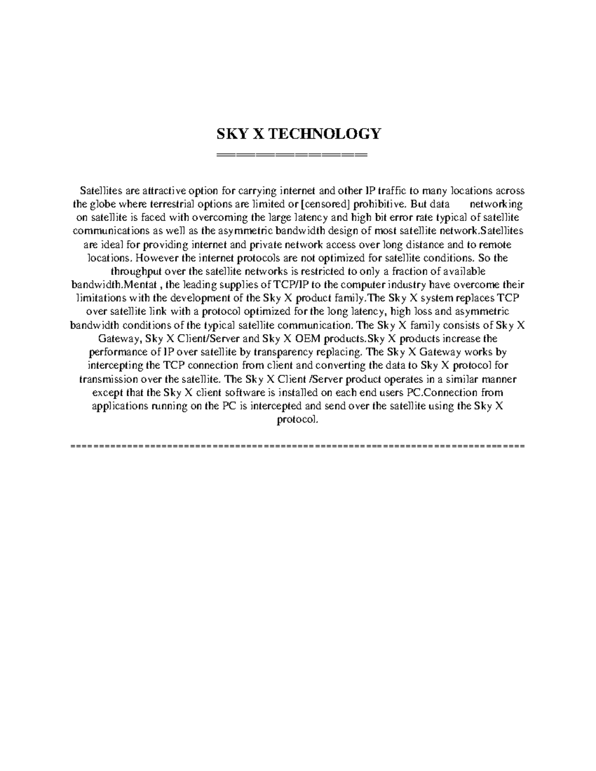 Sky X Technology: Optimizing Satellite Internet Protocols for ...