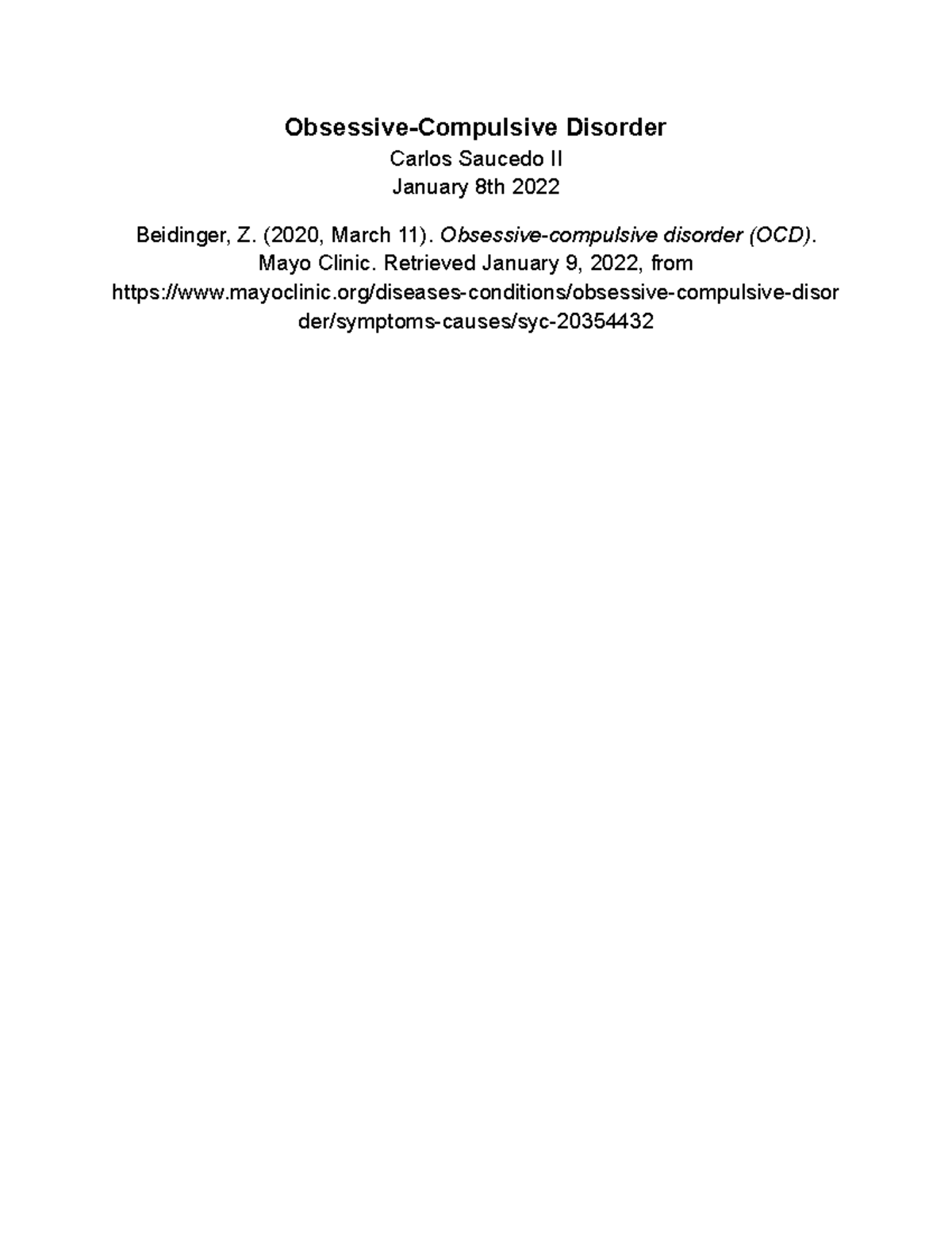 OCD Study Notes: Understanding Obsessive-Compulsive Disorder - Studocu