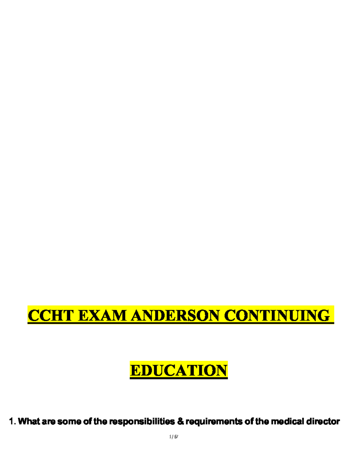 CCHT Final Exam Study Guide for Anderson Continuing Education - Studocu