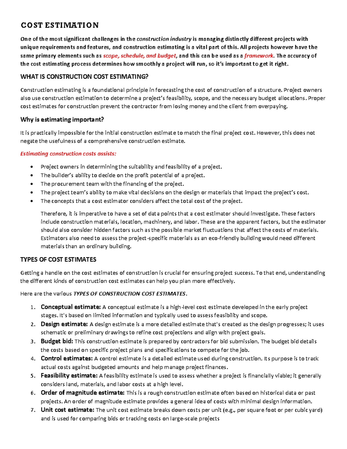 COST- Estimating: A Comprehensive Guide to Construction Cost Accuracy ...