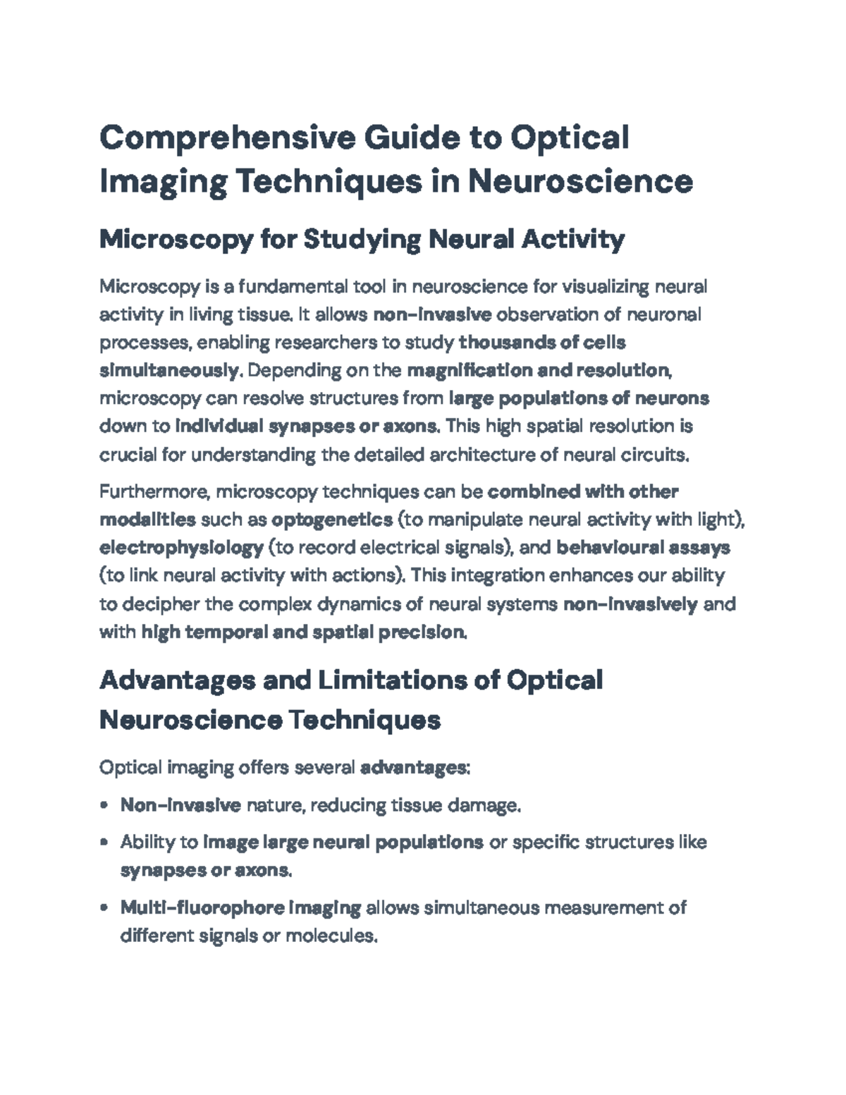 Optical Imaging Techniques in Neuroscience: A Comprehensive Overview ...