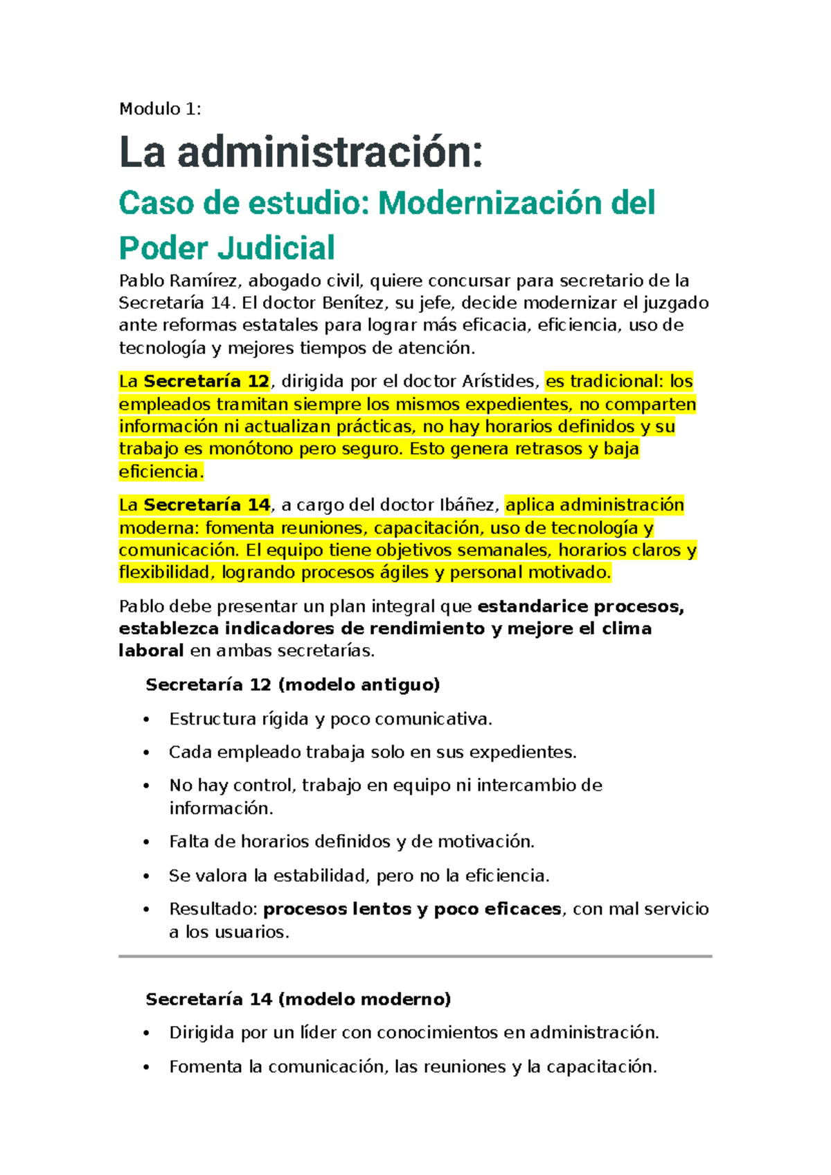 Modulo 1: Caso de Estudio sobre Modernización del Poder Judicial - Studocu