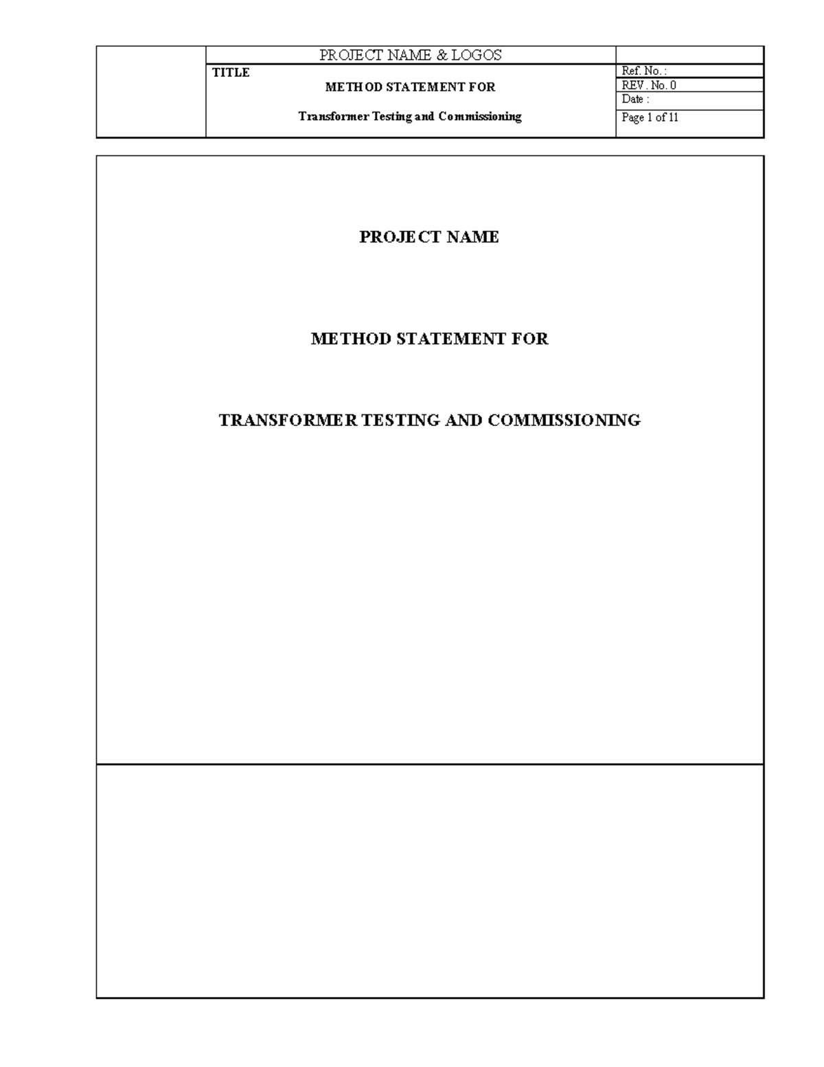 Method Statement for Transformer Testing & Commissioning (Ref. No. 0 ...