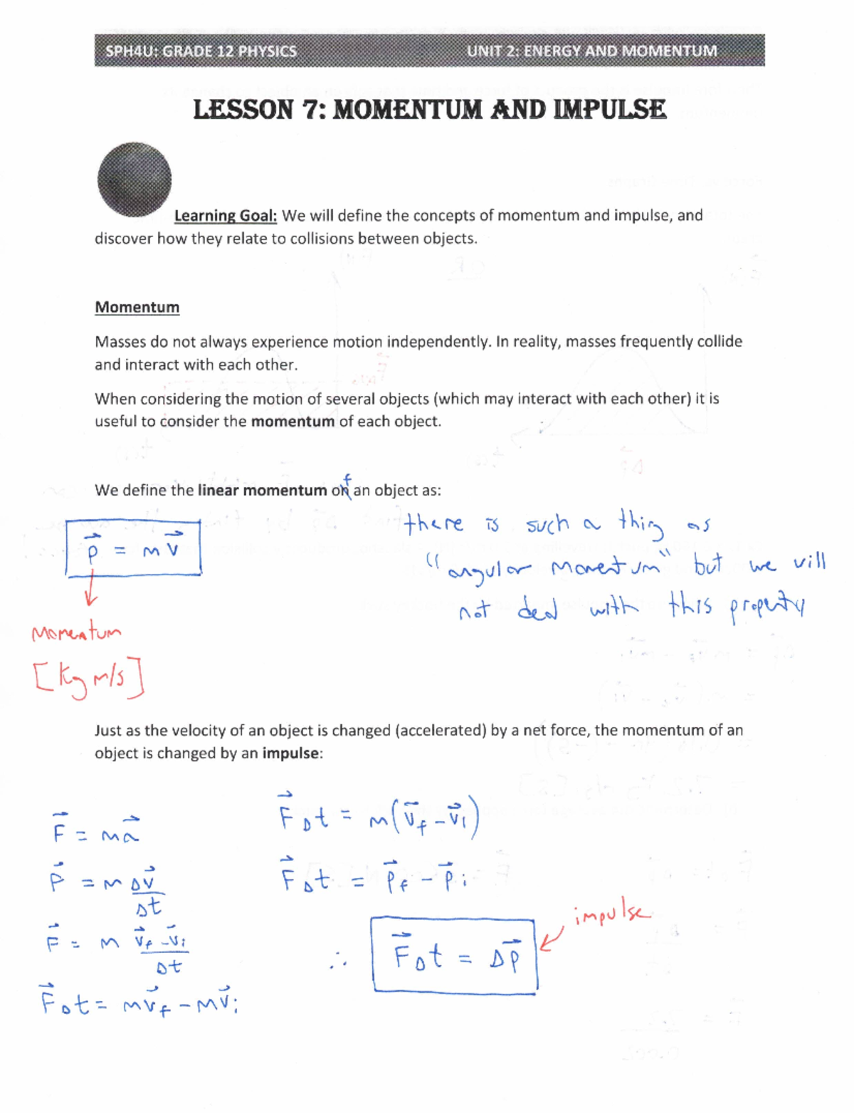 2.7 - Solutions to Momentum and Impulse Problems - Studocu