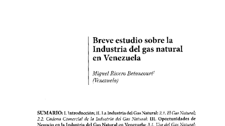 Estudio sobre la Industria del Gas Natural en Venezuela: Oportunidades ...