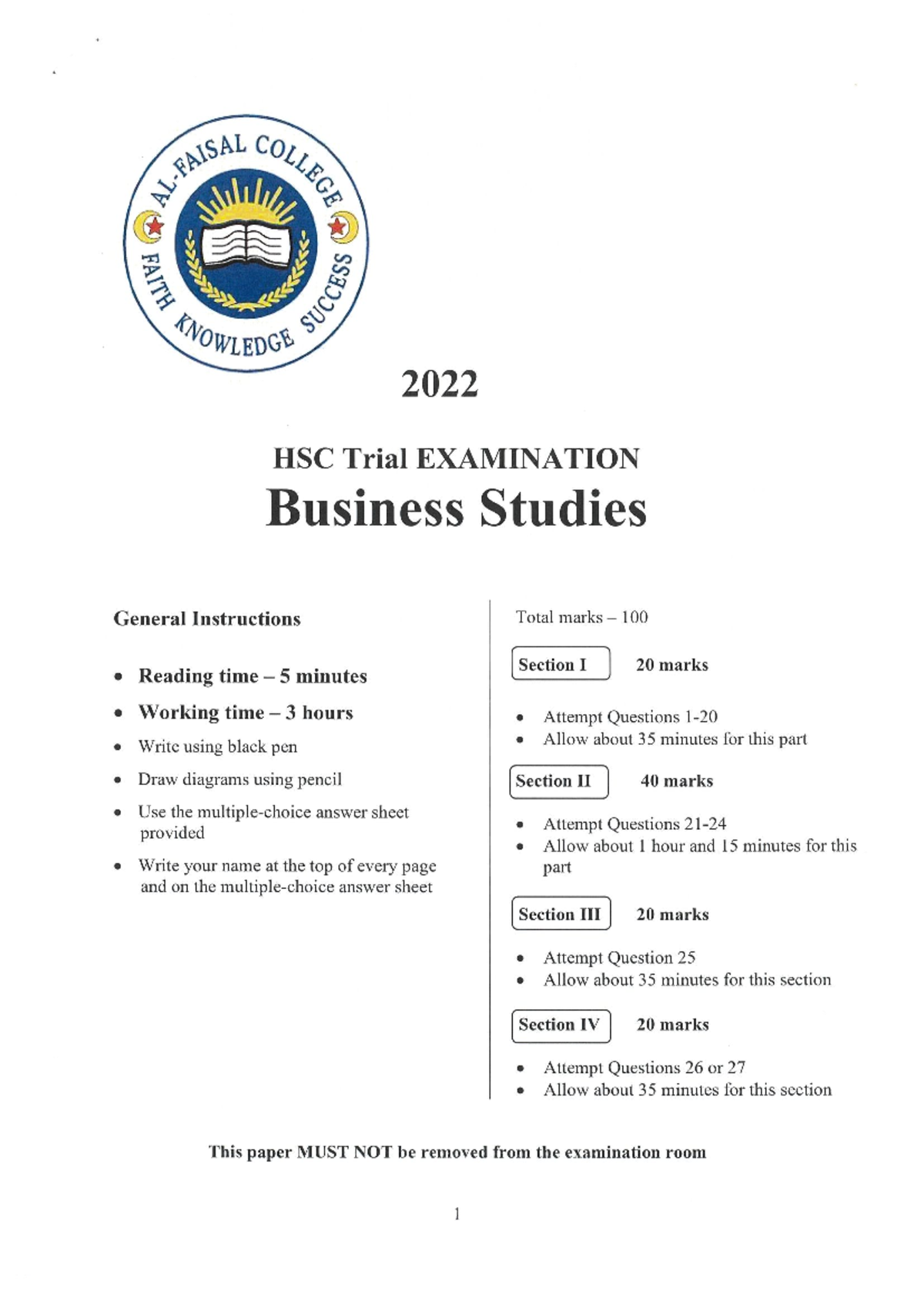 Business Studies 2022 HSC Trial Exam: Comprehensive Review Guide - Studocu