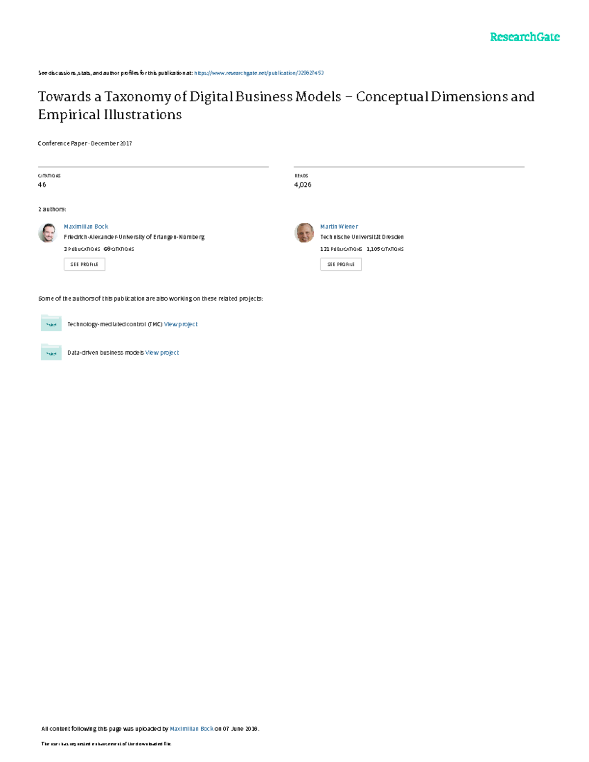 Towards a Taxonomy of Digital Business Models: Insights & Dimensions ...