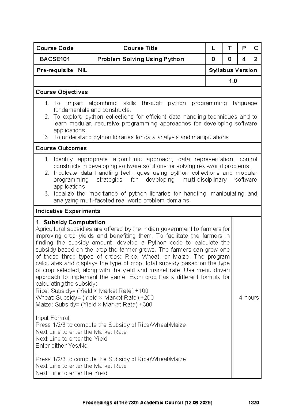 BACSE101 Problem Solving Using Python - Course Overview and Objectives ...