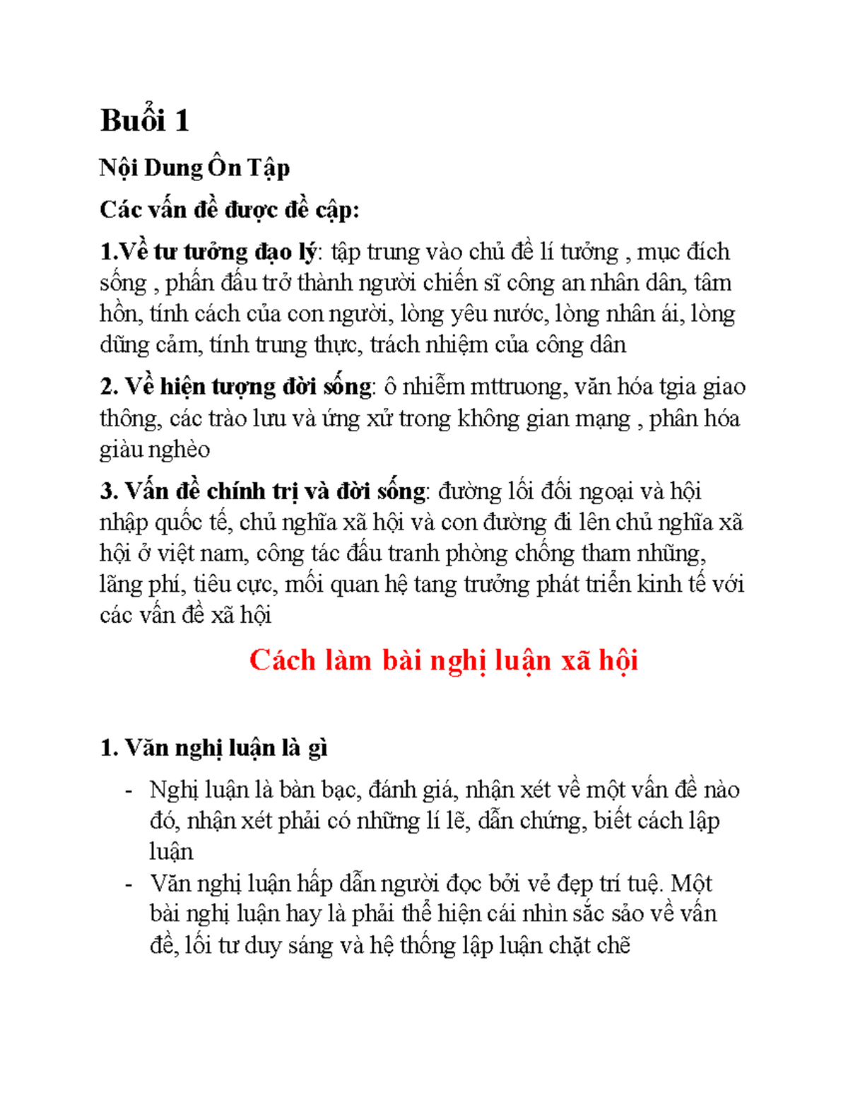 Nghị Luận Xã Hội - Ôn Tập Tài Liệu VB2 CAND: Các Vấn Đề Đạo Đức và Xã Hội - Document Preview