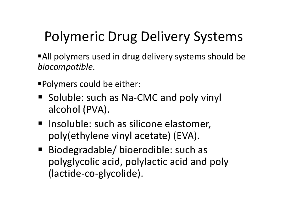 Polymers in Drug Delivery Systems: Mechanisms & Applications - Studocu