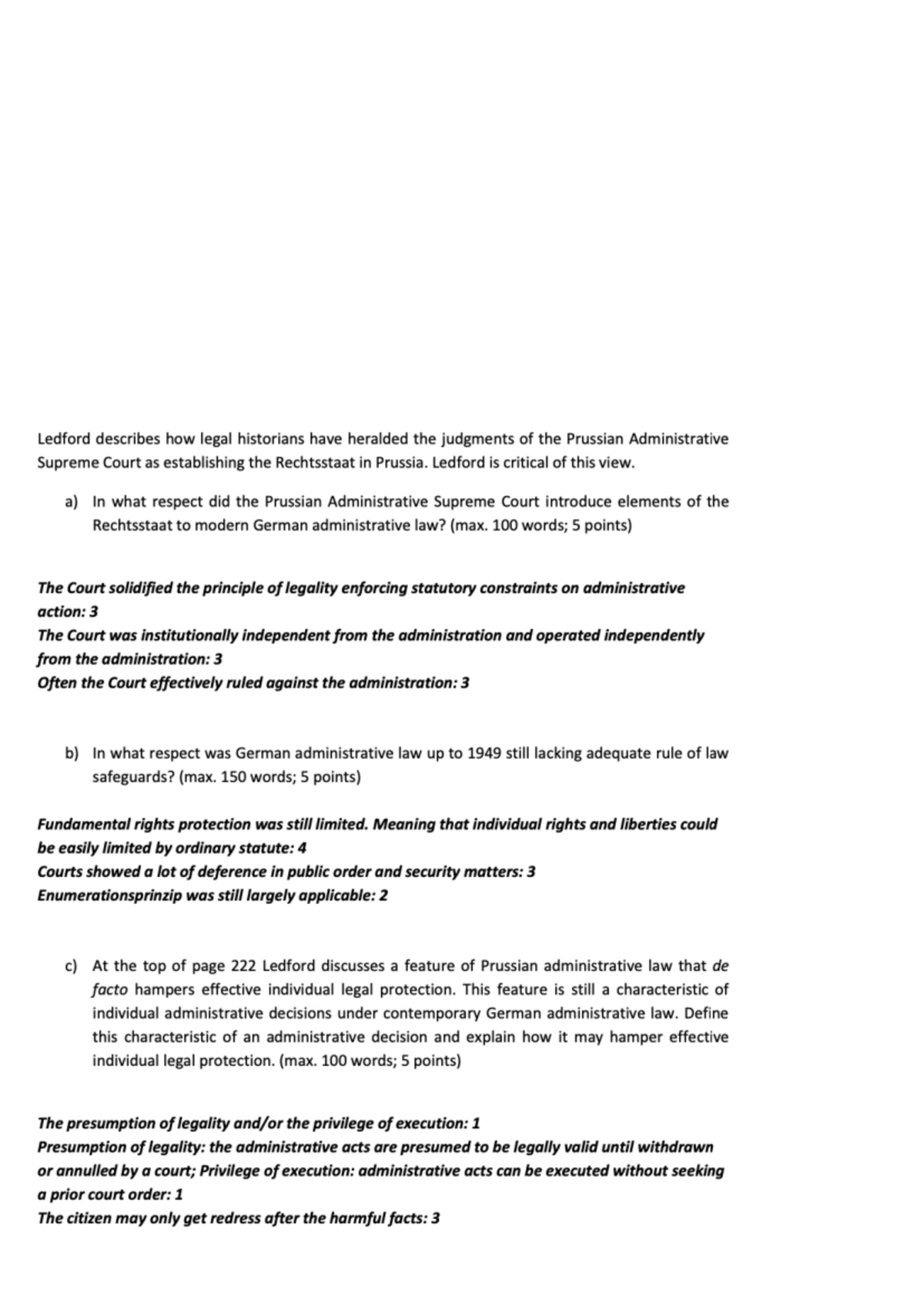 FPAL Part 1 Resit Jan 2024: Analyzing Prussian Law & the Rechtsstaat ...