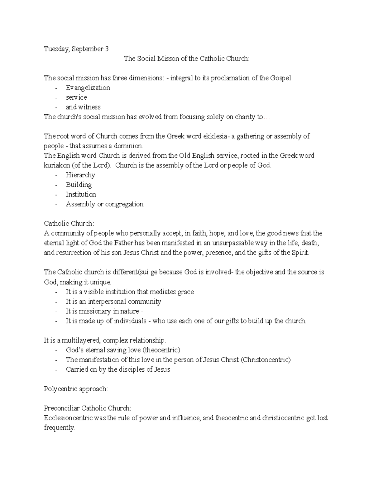 Catholic Social Teaching Notes (CST 101): Church's Mission & Structure ...