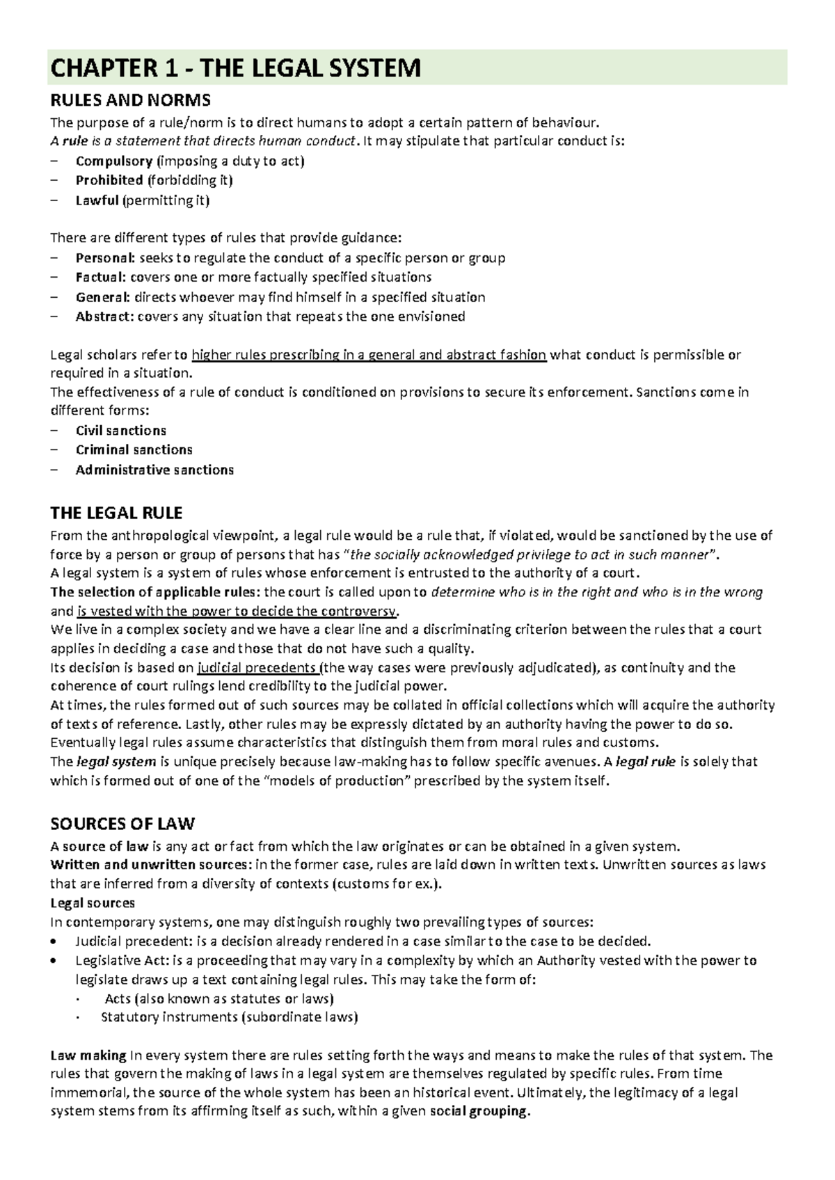 Italian Law: Understanding the Legal System and Sources of Law - Document Preview