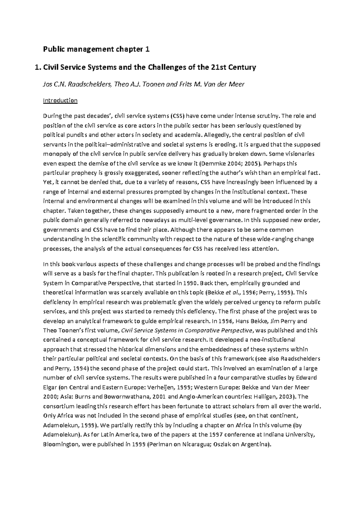 Civil Service Systems and 21st Century Challenges: A Critical Summary ...