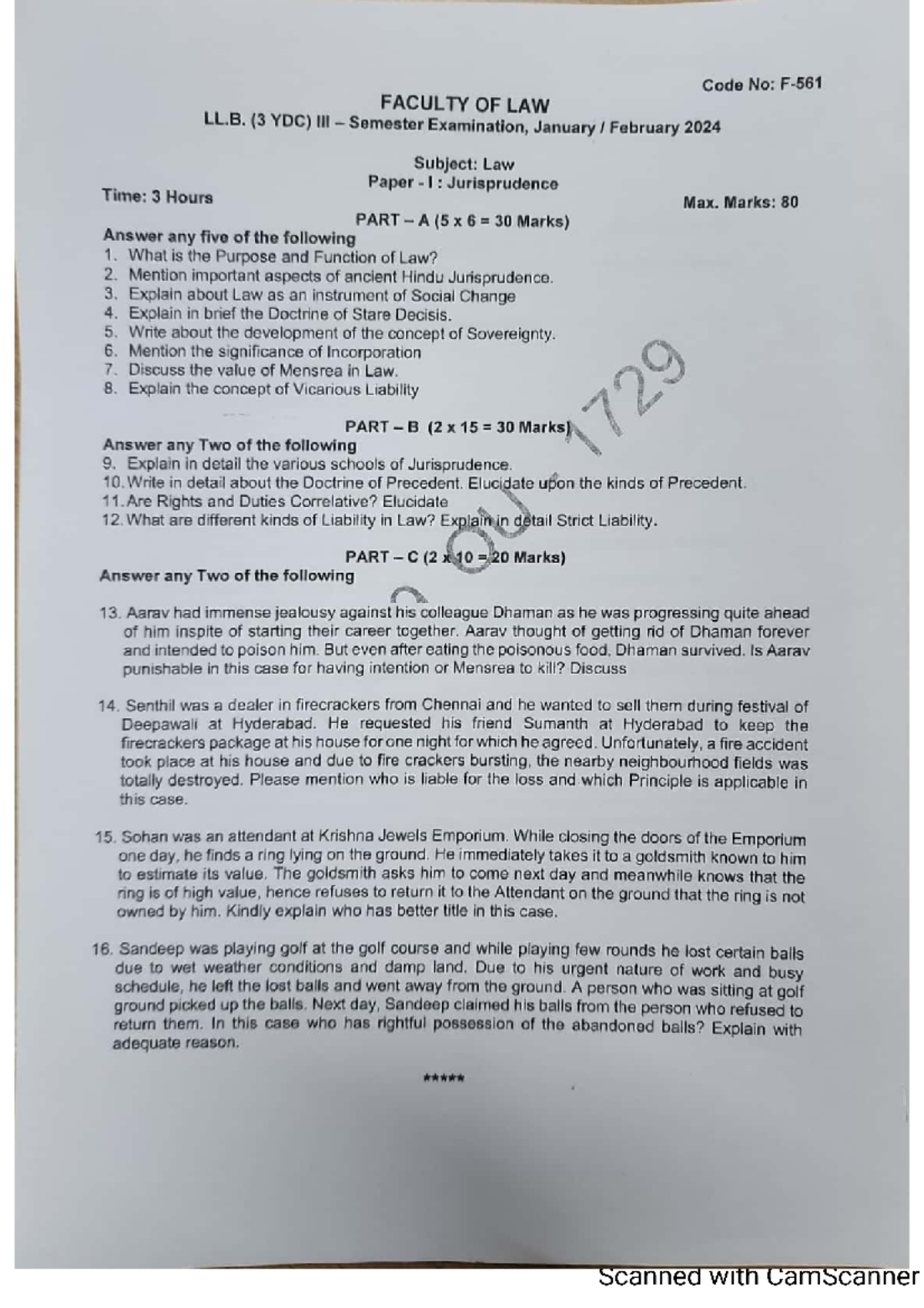 LLB (3 YDC) Jurisprudence Previous Exam Papers Compilation - Studocu