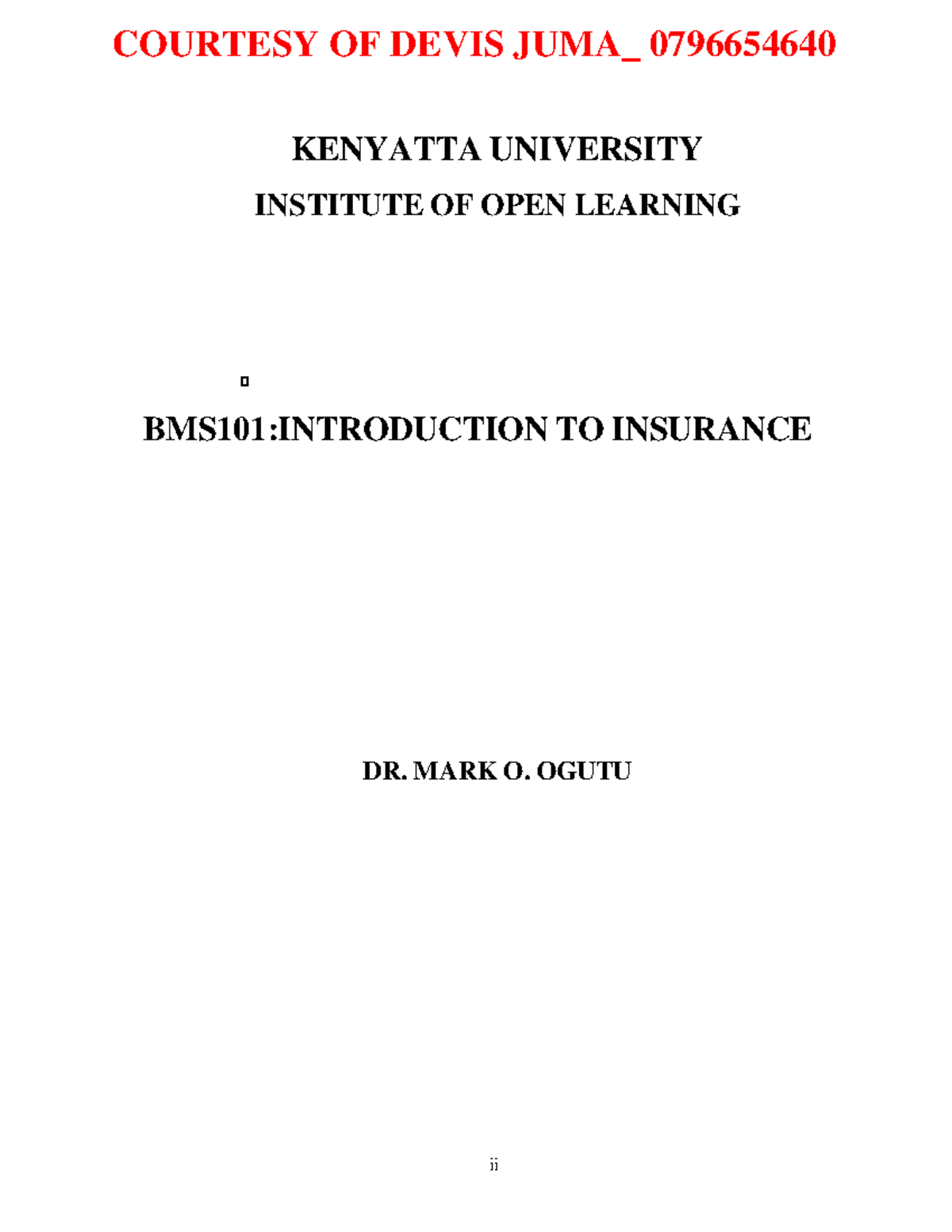 BMS101: Comprehensive Guide to Introduction to Insurance - Studocu