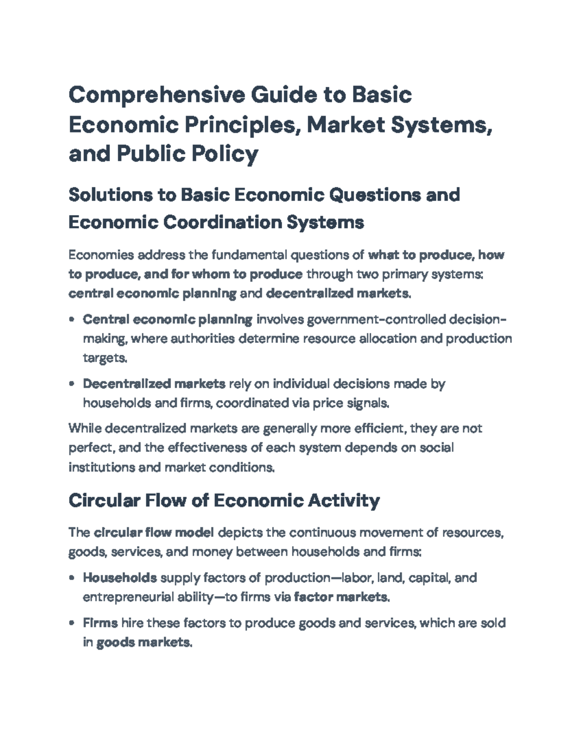 Comprehensive Guide to ECON 101: Market Systems & Policy Implications ...