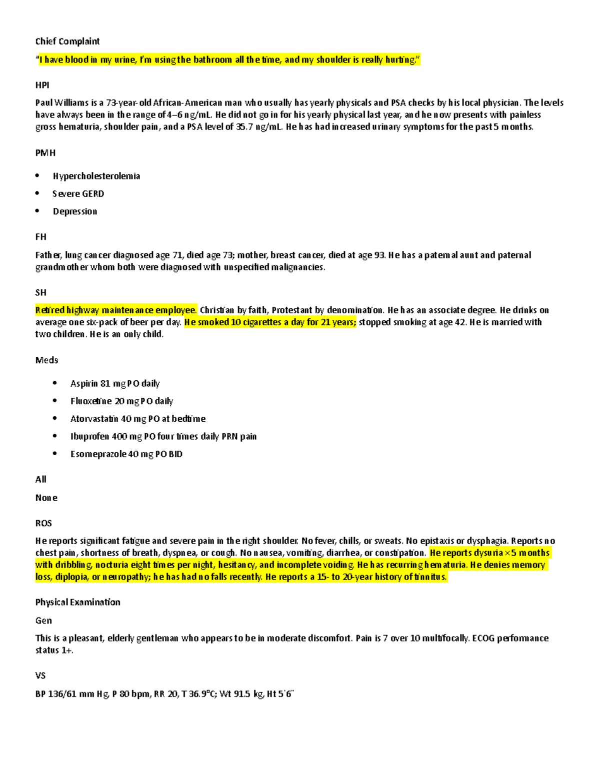 Prostate Cancer Case Study & Review (PSA 35.7 ng/mL) - 10-31-22 - Studocu