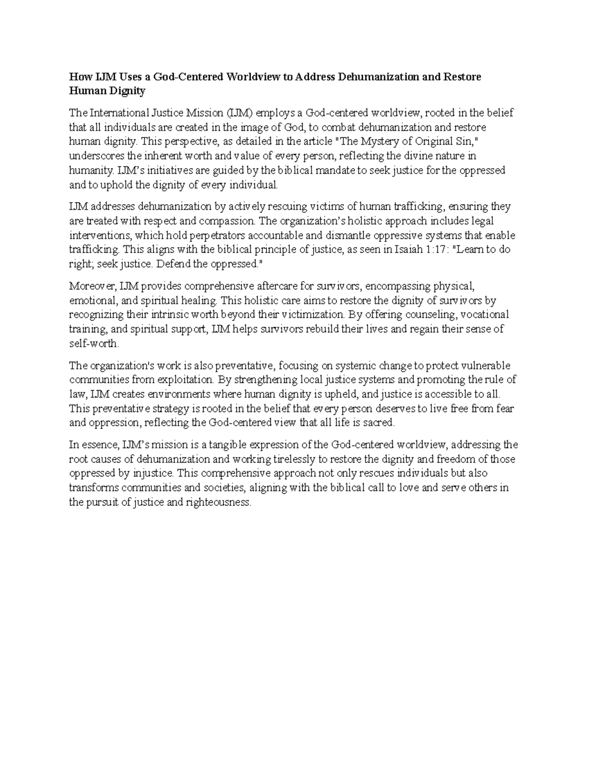 IJM's God-Centered Approach to Combat Dehumanization and Restore ...