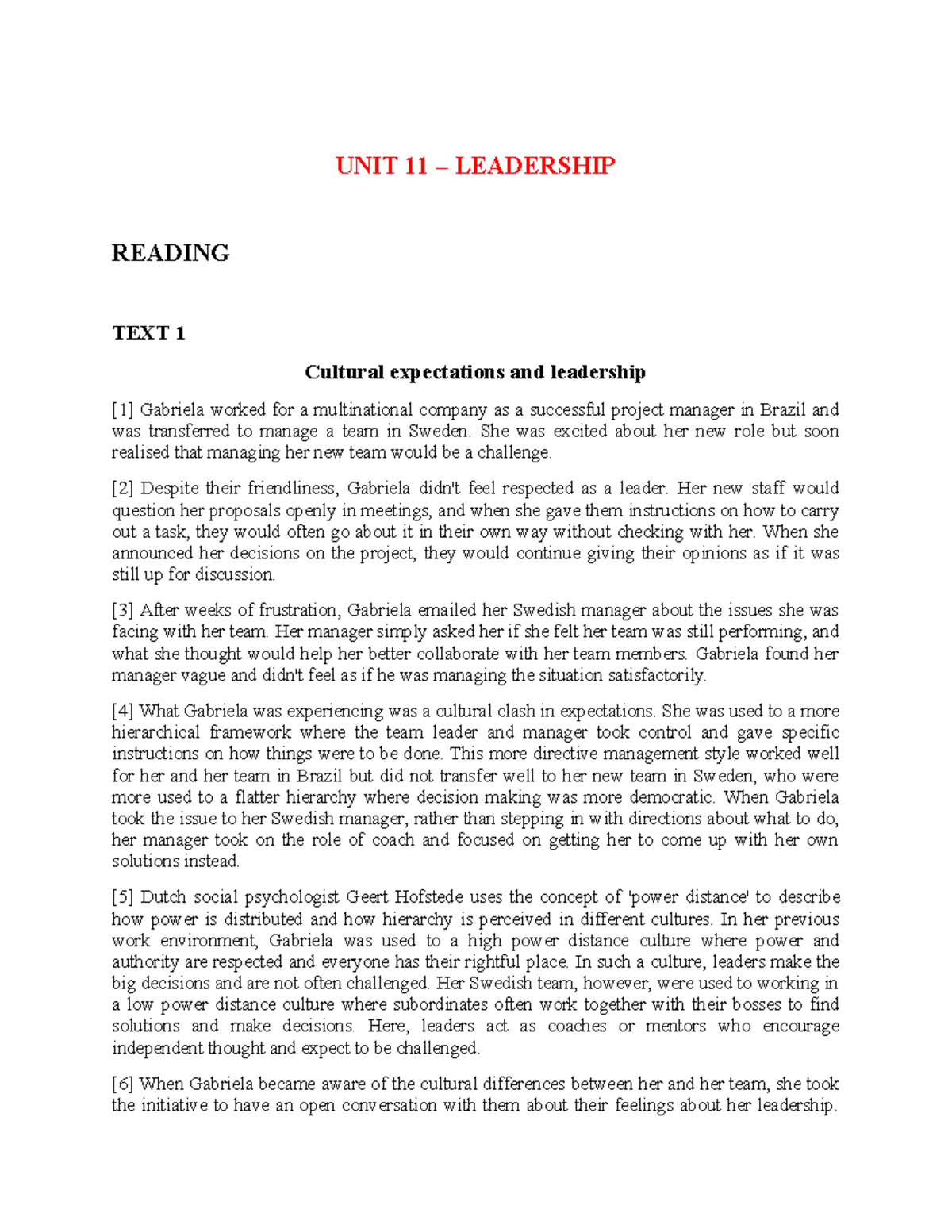 Unit 11 - Leadership: Cultural Expectations and Leadership Insights ...