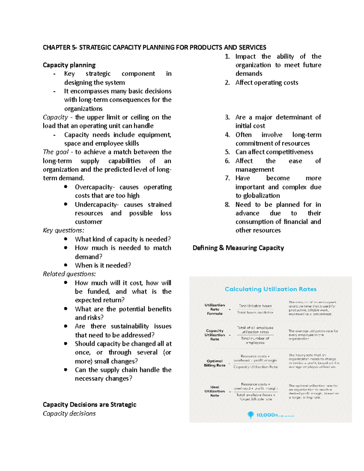 Strategic Capacity Planning for Products & Services - Chapter 5 - Studocu