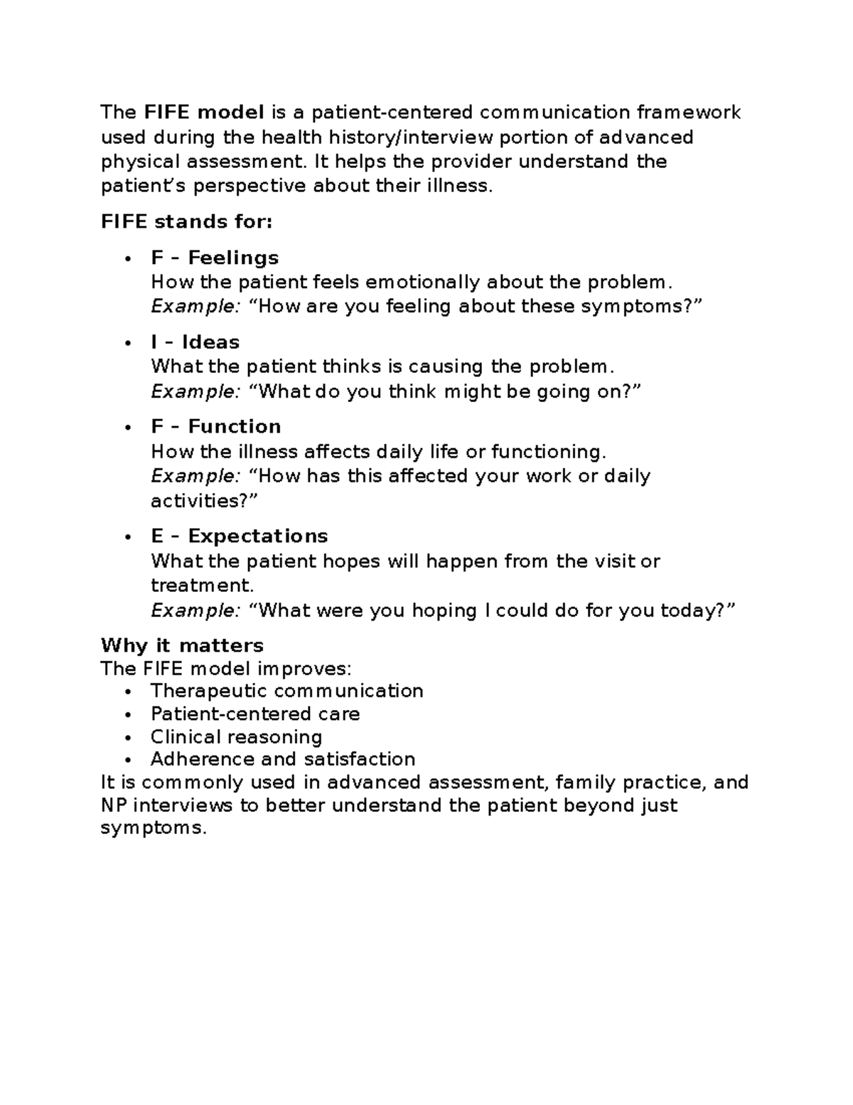 NR 509 Midterm Study Guide: FIFE Model & Heart Sounds - Studocu