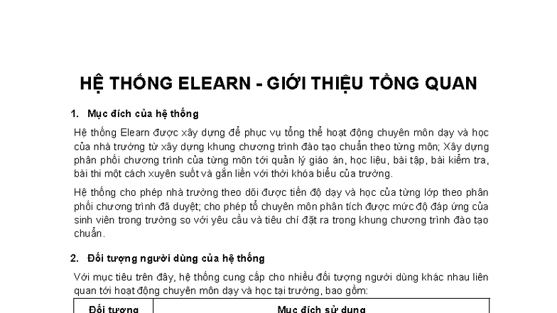 OMT 3 Giới thiệu Tổng quan Hệ thống Elearn - Cao đẳng - Studocu