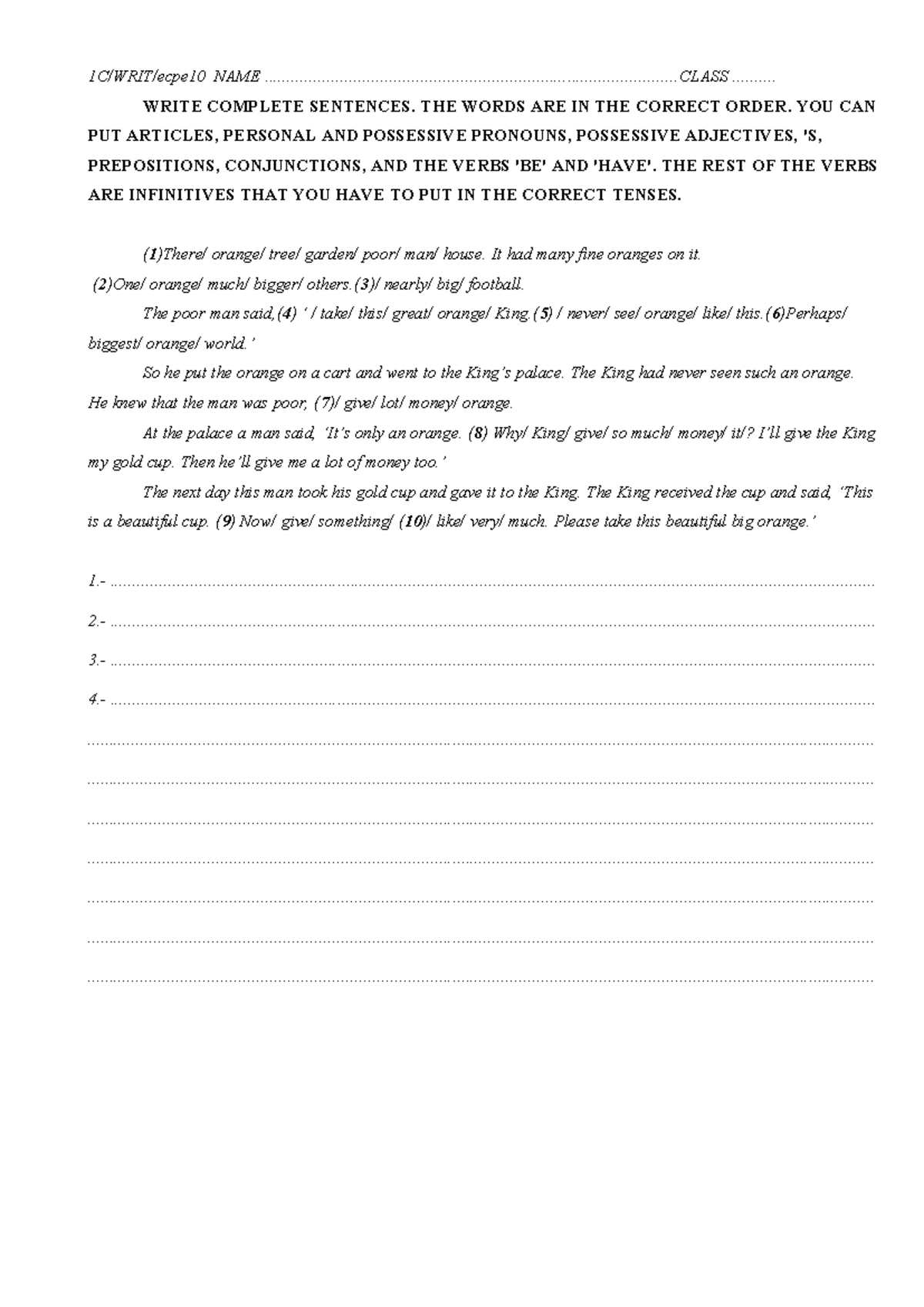 ECPE10A - Sentence Completion Practice Activity for Writing Skills ...
