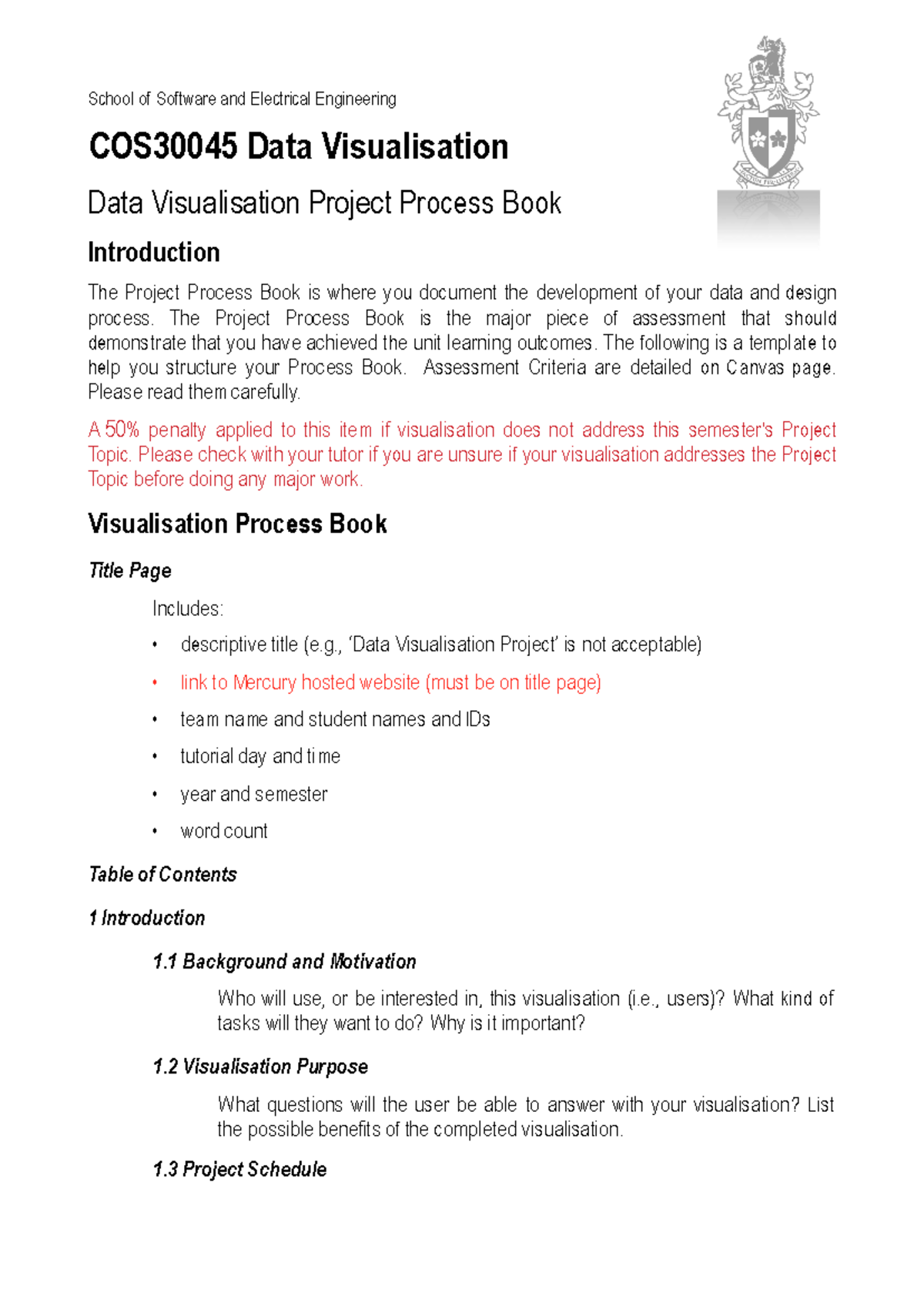 COS30045 Data Visualisation Project Process Book - 2025 - Studocu