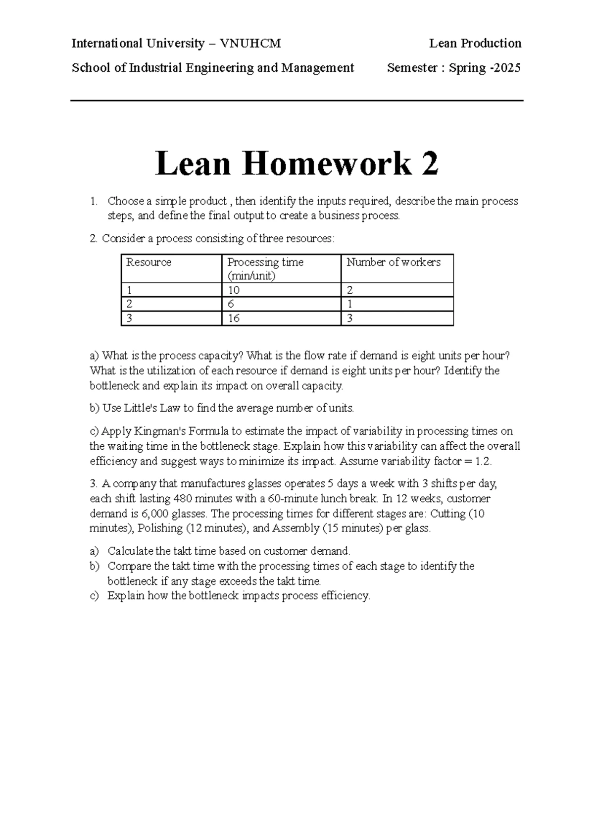 Lean Production Reflection Report - HW5 - IEIEIU 21022 - Studocu