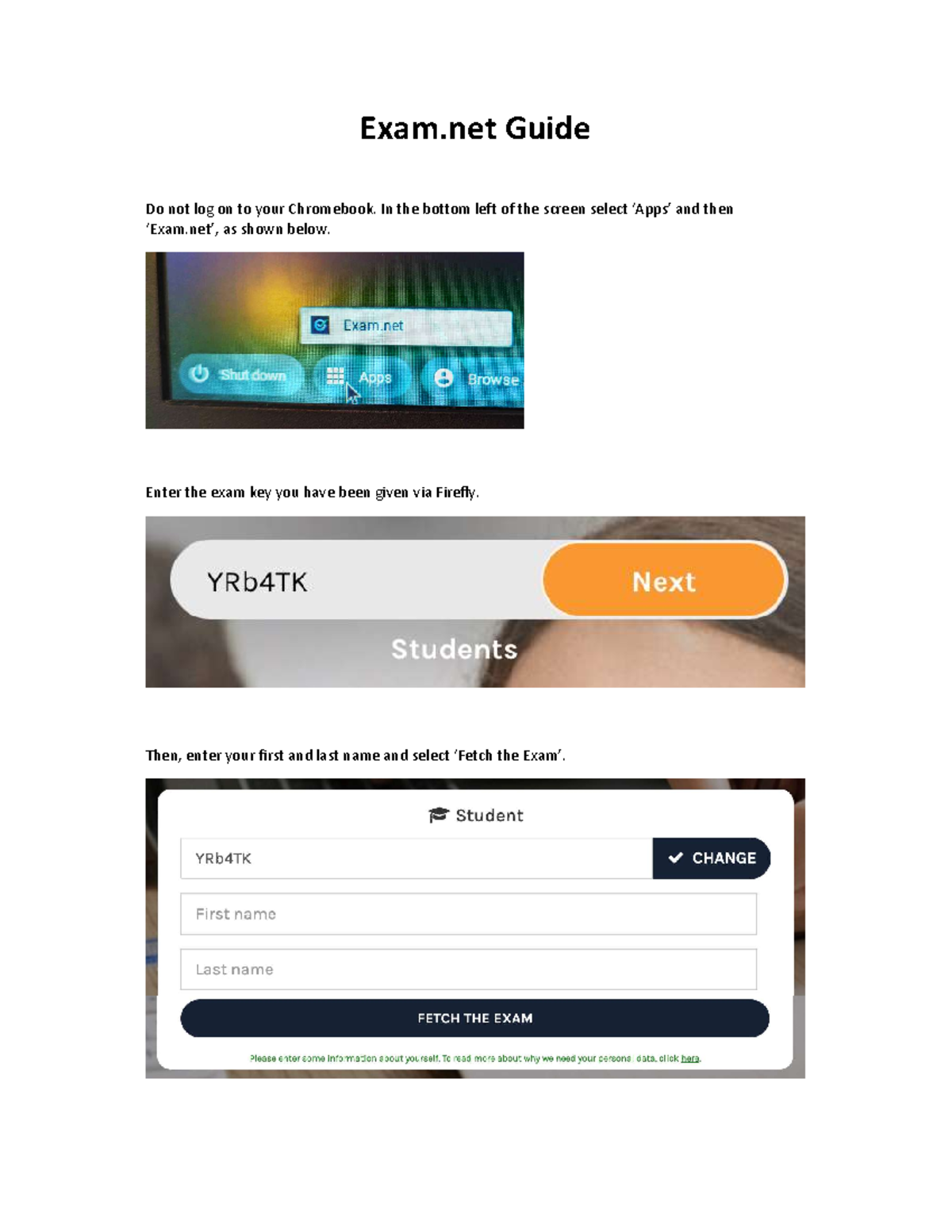 Exam.net guide for students - Exam Guide Do not log on to your ...