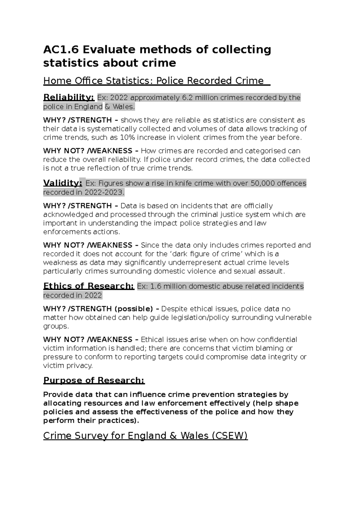 AC1.6 Methods for Evaluating Crime Statistics: Reliability & Ethics ...