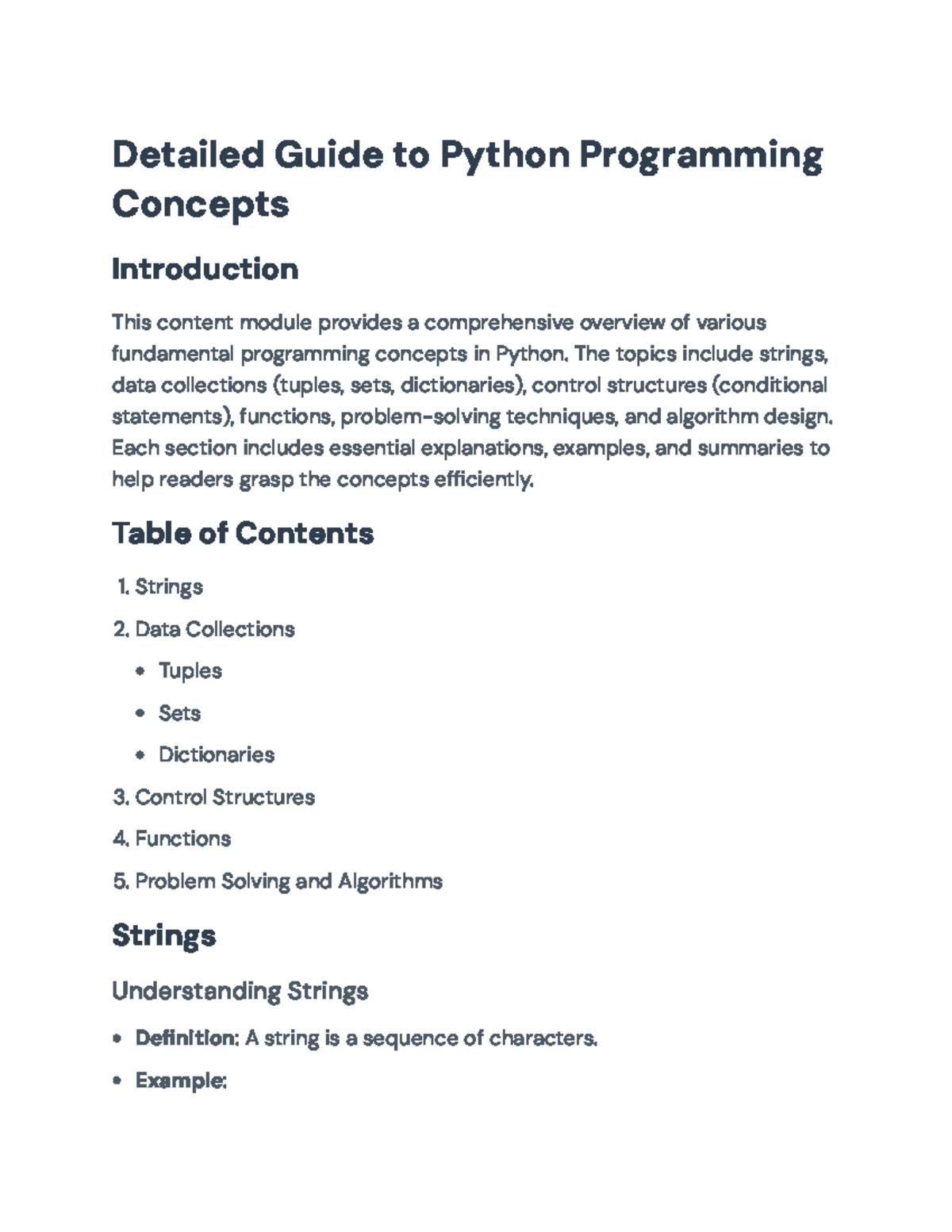 Comprehensive Python 101: Concepts, Algorithms & Examples Guide - Studocu