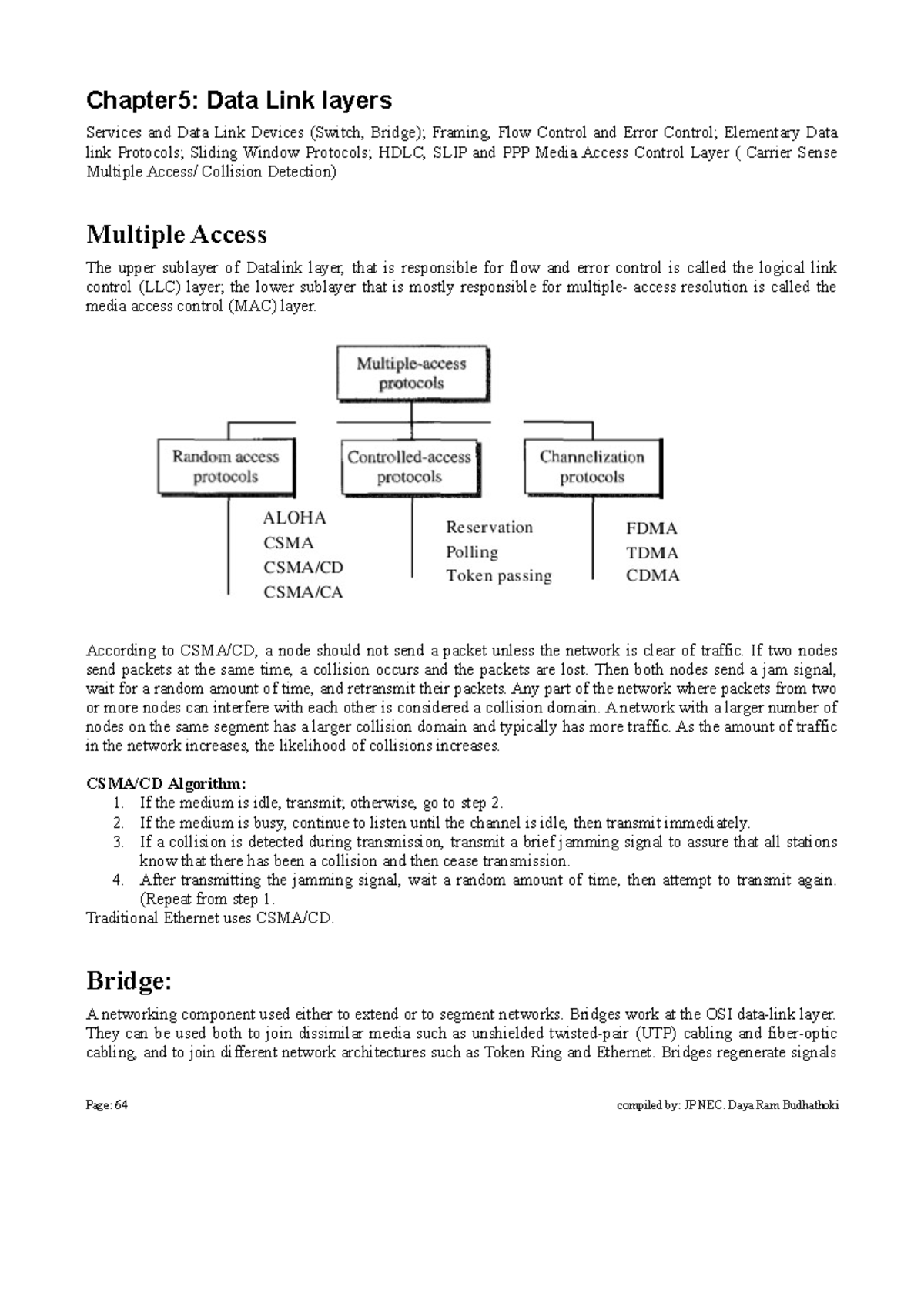 Computer Networking CS101 - Chapter 5: Data Link Layer Overview - Studocu