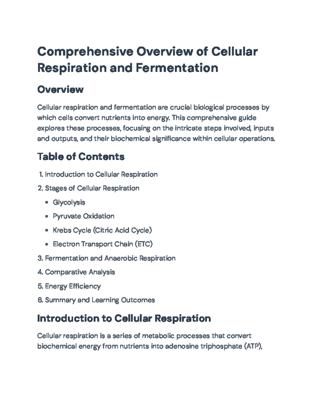 Comprehensive Guide to Cellular Respiration & Fermentation Processes ...