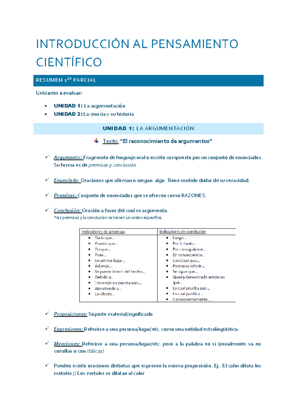 Resumen 1er Parcial - Introducción al Pensamiento Científico (IPC ...