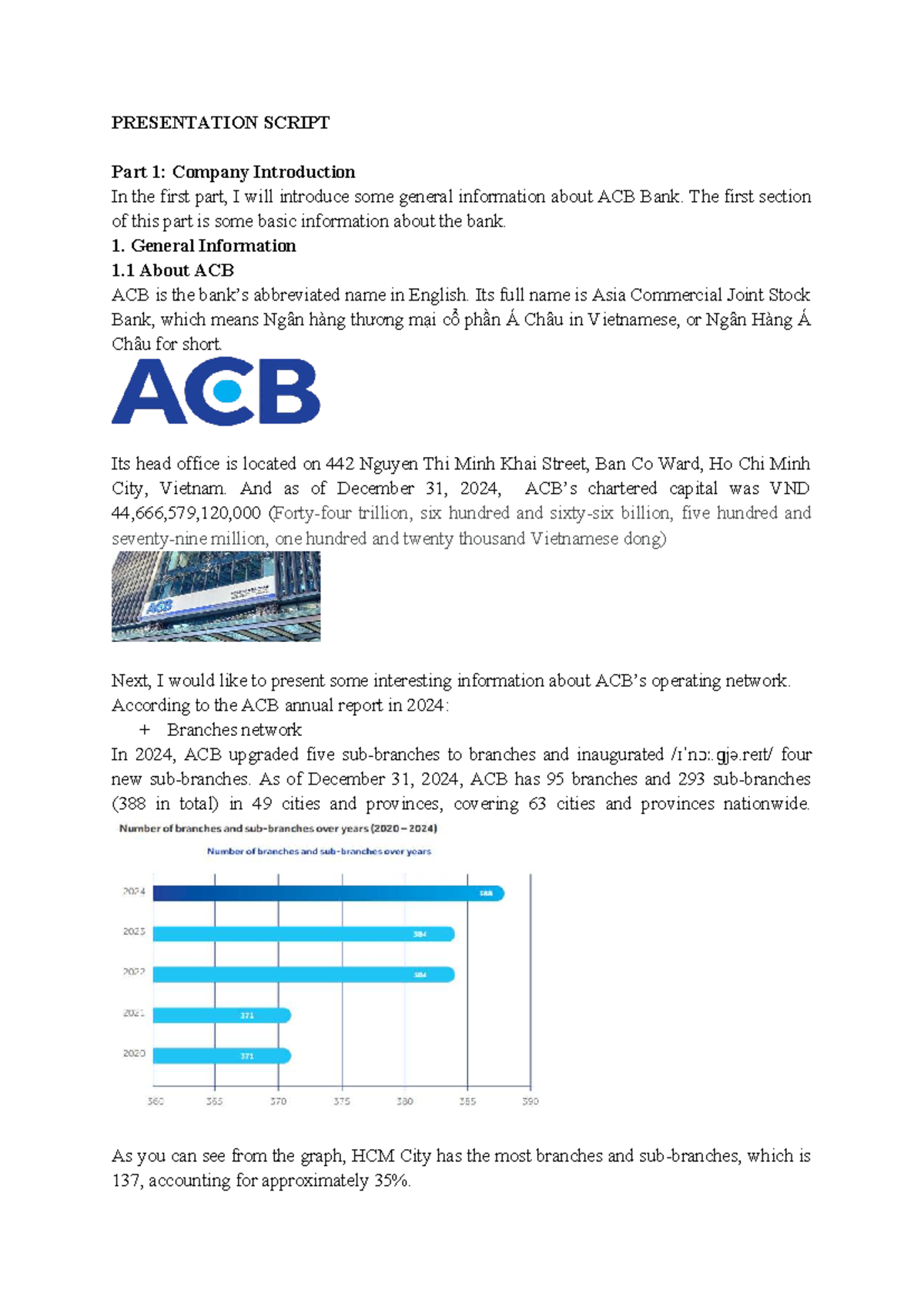 ACB Overview Presentation Script: Company Introduction & Highlights ...