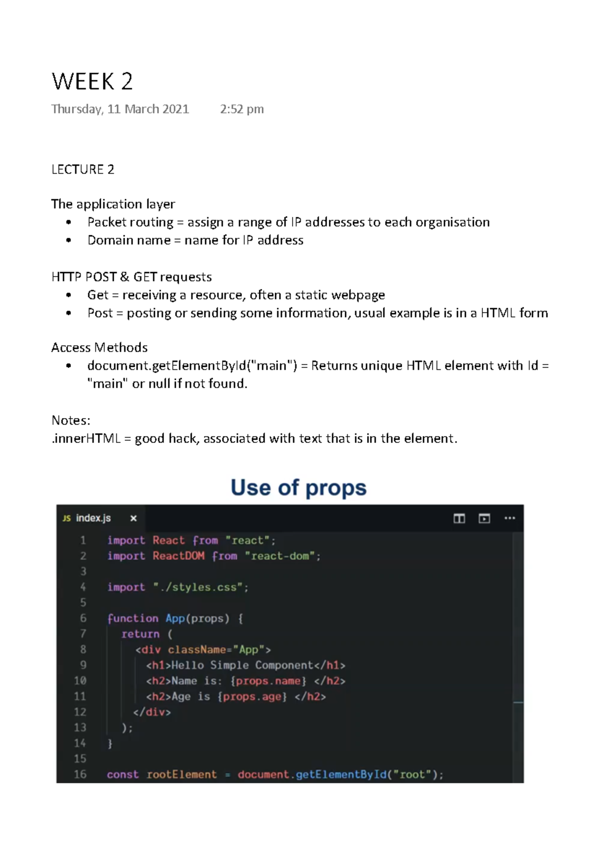 CAB230 - Lecture Notes: Application Layer & JavaScript Basics Sem 1 ...