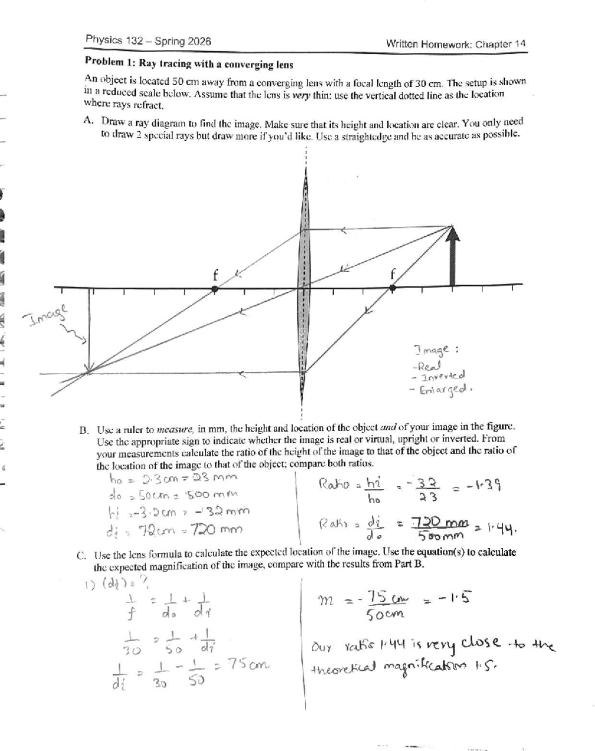 Chp 14 Physics 132 Spring 2026 Written Homework: Ray Tracing Problems ...