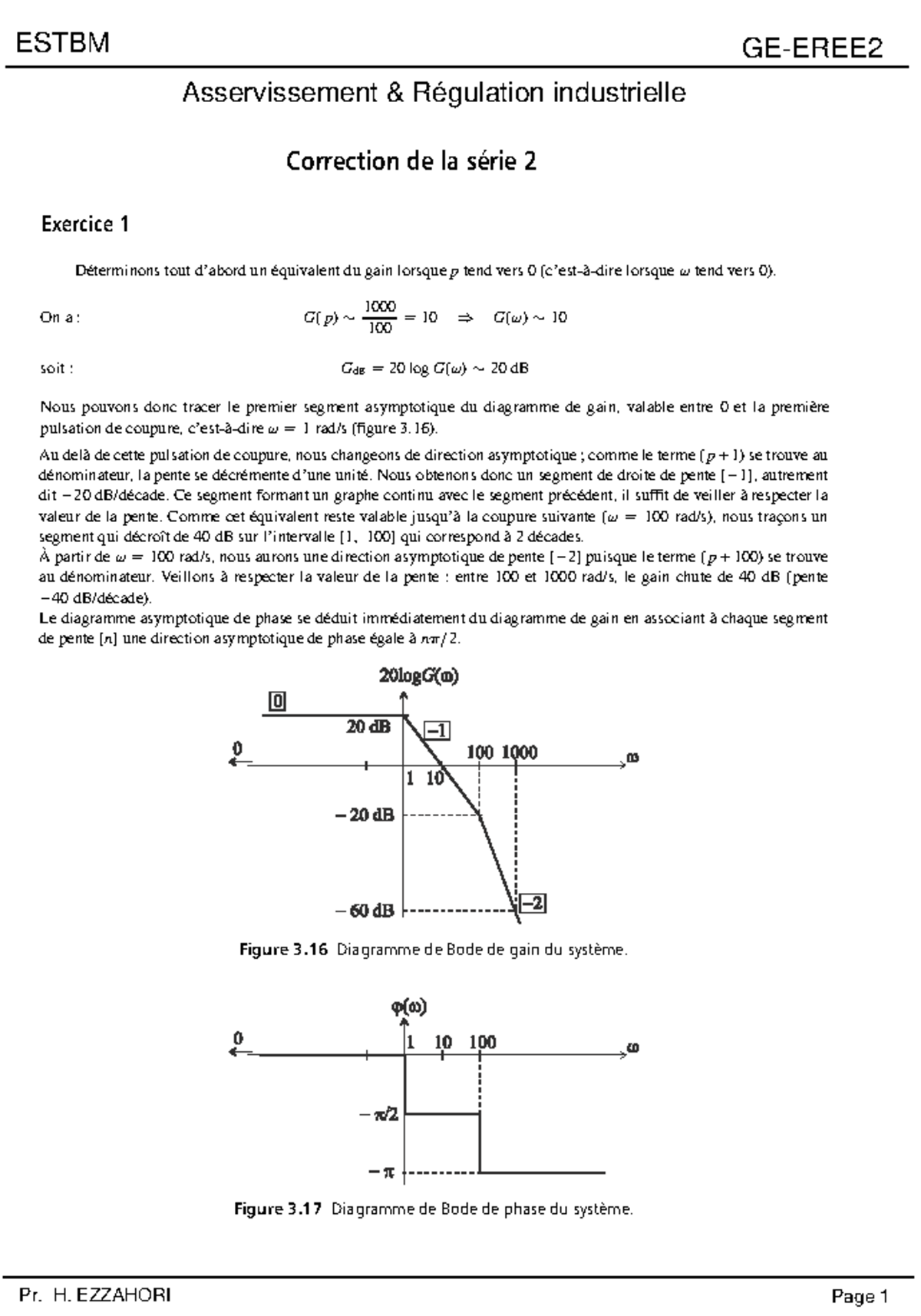 Correction de la Série 2 - Asservissement et Régulation Industrielle ...