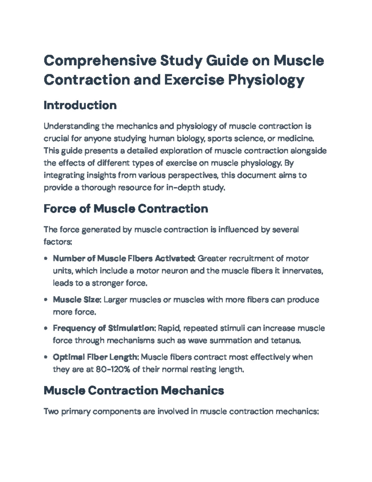 Comprehensive Study Guide on Muscle Contraction and Metabolism - Heat ...