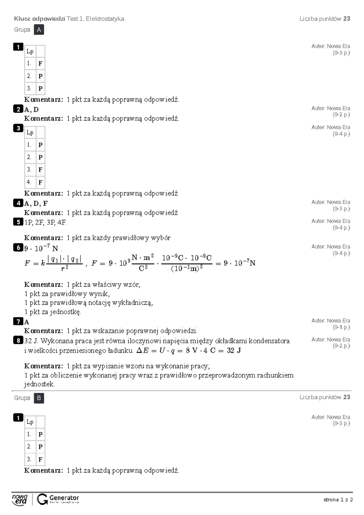 Sprawdzian Z Fizyki 2 Gimnazjum Ciekawa Fizyka www.studocu.com