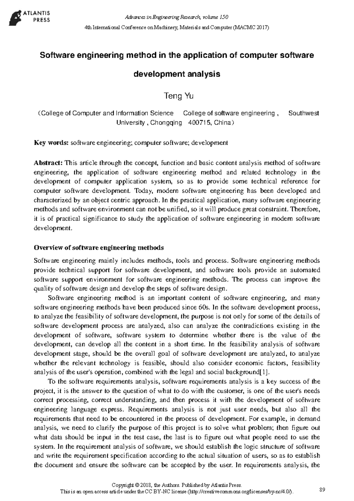 Article 1. Software engineering method - Software engineering method in ...